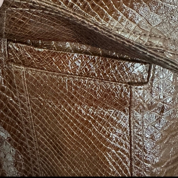 NEW 100% Leather Snake Print Jacket in Chocolate Brown Size Small - Picture 4 of 7